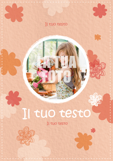 Biglietto con fiori arancione e rosa salmone