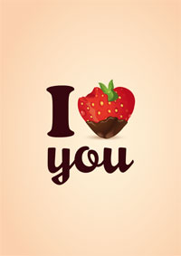 Carta d'amore con fragola