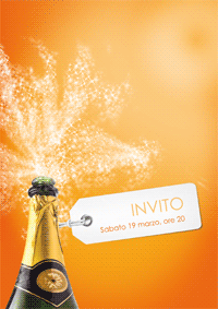 Biglietto di invito con Champagne