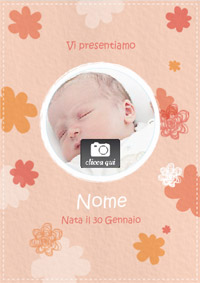 Partecipazione bimba arancione e rosa salmone