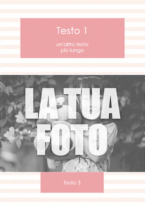 Cartolina a righe rose con una foto