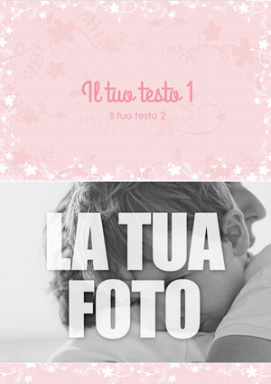 Cartolina rosa con una foto